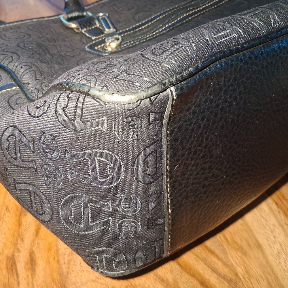 Etienne Aigner Black Signature A Logo Tote Shoulder Handbag Organizer Work Bag - Picture 5 of 16